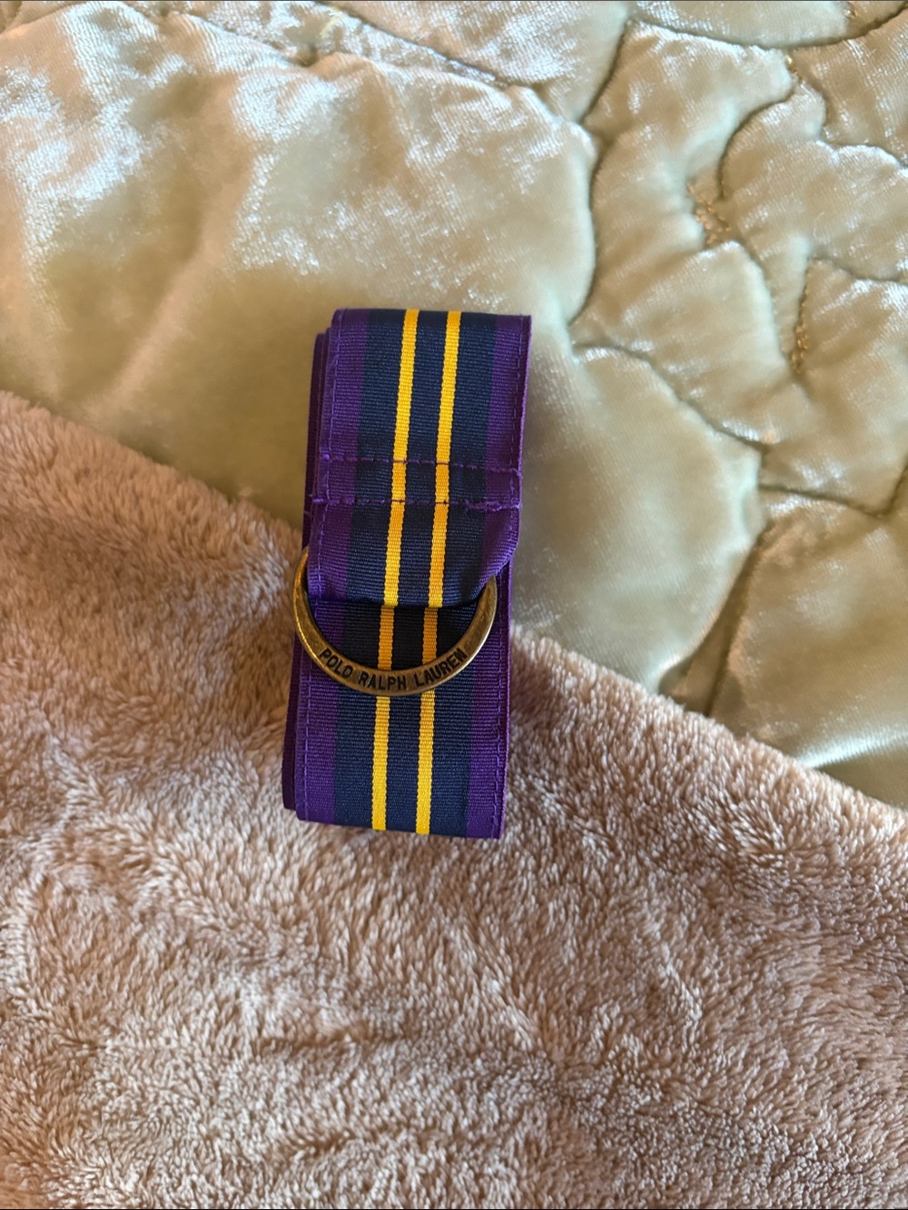 Polo by Ralph Lauren Purple Belt with Yellow Stripe and Brass Ring